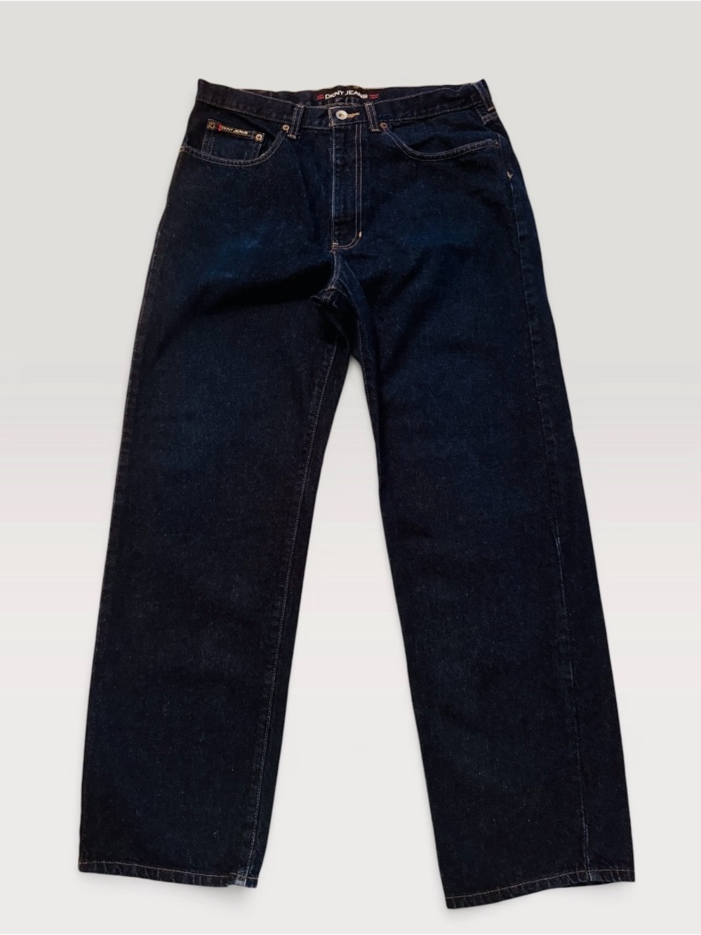 DKNY Jeans Mens Tag 34x32 Dark Wash Straight Leg Denim Jeans 34x31 Measured